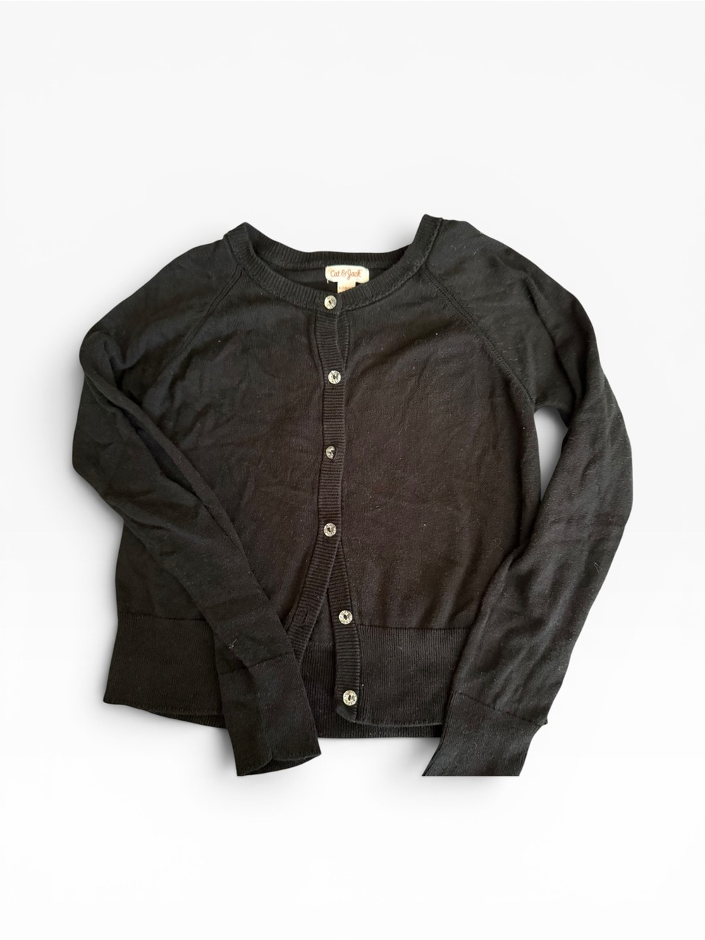Cat & Jack Black Button-Front Knit Cardigan